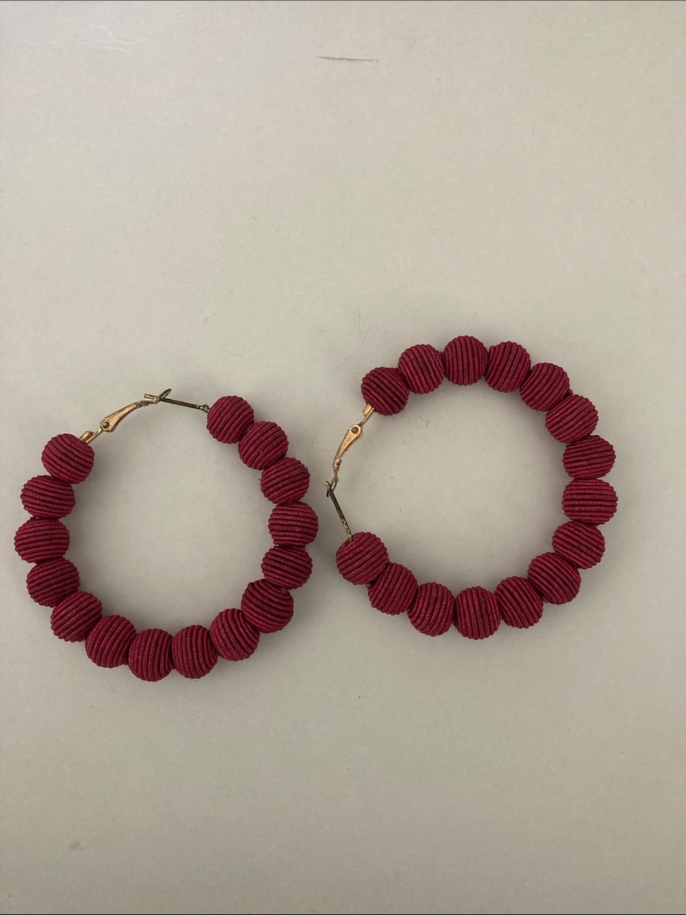 Fuchsia Beaded Hoop Earrings - Women's Fashion Jewelry
